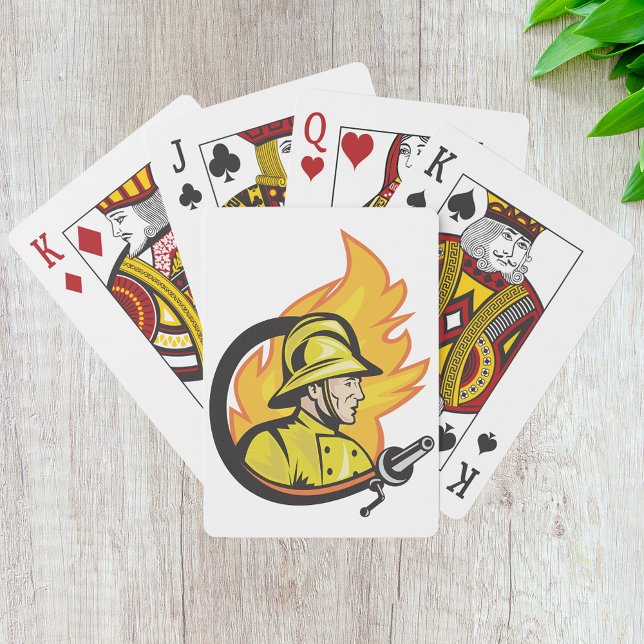 Fireman med ett häftkort casinokort (Skapare uppladdad)