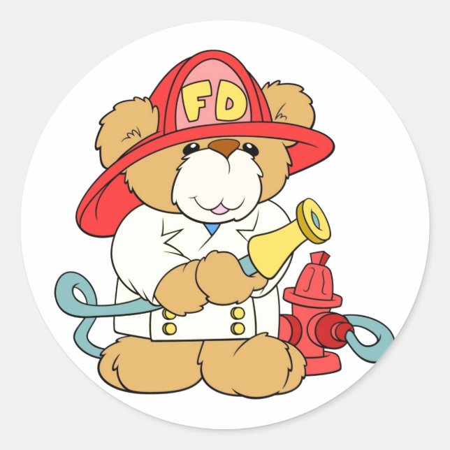 Fireman Nalle Runt Klistermärke (Framsida)