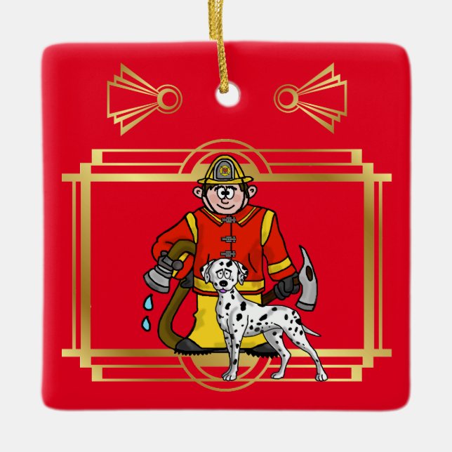 Fireman och Dalmatien jul Ornament (Framsida)