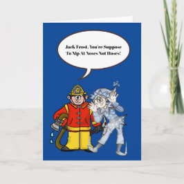 Fireman och Jack Frost jul Card Kort