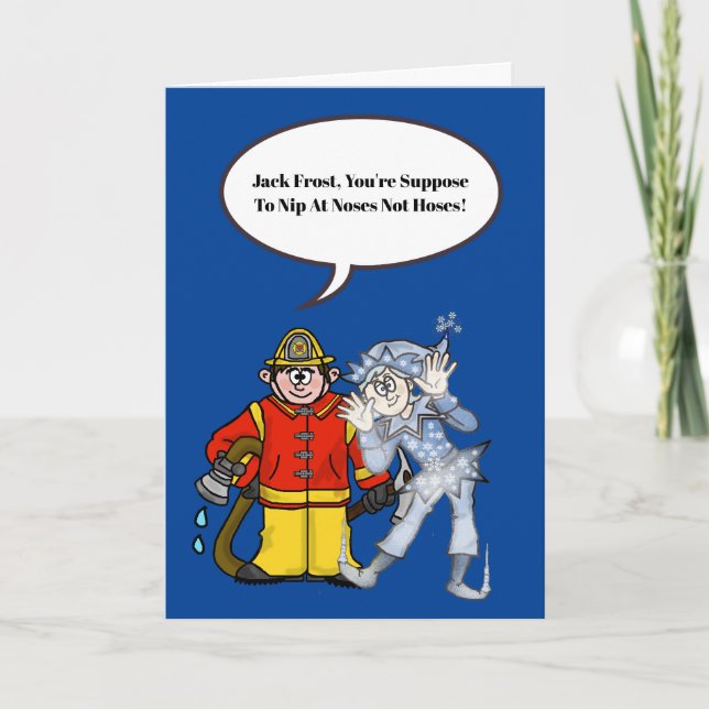 Fireman och Jack Frost jul Card Kort (Framsida)