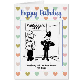 Fireman och Policeman ett skämt Hälsningskort