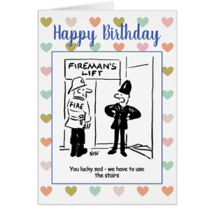 Fireman och Policeman  ett skämt Hälsningskort