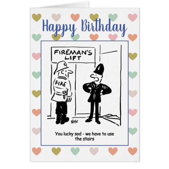 Fireman och Policeman  ett skämt Hälsningskort (Framsidan)