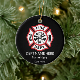 Fireman Ornament, Firefighter Maltesiska Kor Julgransprydnad Keramik