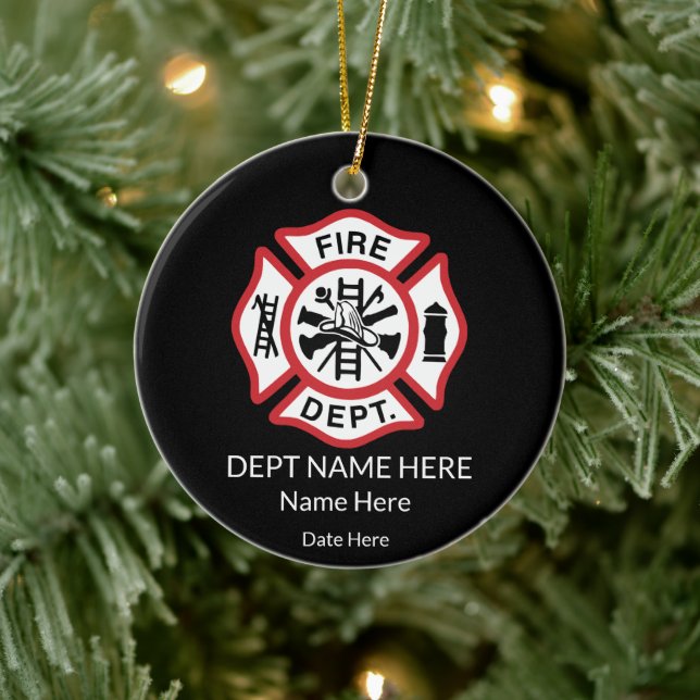 Fireman Ornament, Firefighter Maltesiska Kor Julgransprydnad Keramik (Träd)