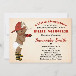 Fireman på hans väg, African American Baby Shower Inbjudningar