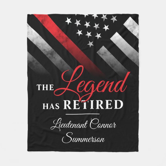 Fireman Pension Red Line Flagga Firefighter Fleecefilt (Framsidan)