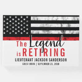 Fireman Pension Red Line Flagga Firefighter Gästböcker