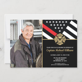Fireman Photo Red Line Flag Firefighter Retirement Magnetisk Inbjudningskort