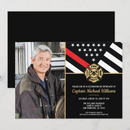 Fireman Photo Red Line Flagga Firefighter Pension Inbjudningar