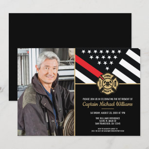 Fireman Photo Red Line Flagga Firefighter Pension Inbjudningar