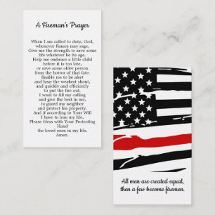 Fireman Prayer Firefighter Thin Red Line Visitkort