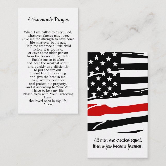 Fireman Prayer Firefighter Thin Red Line Visitkort (Fram/baksida)