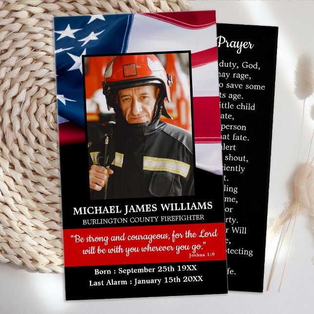 Fireman Prayer Memorial Firefighter Funeral Card Visitkort (Skapare uppladdad)