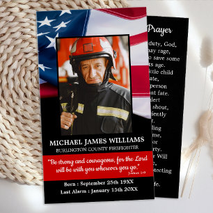 Fireman Prayer Memorial Firefighter Funeral Card Visitkort