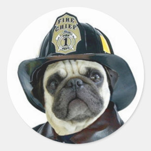 Fireman Pug-klistermärken Runt Klistermärke