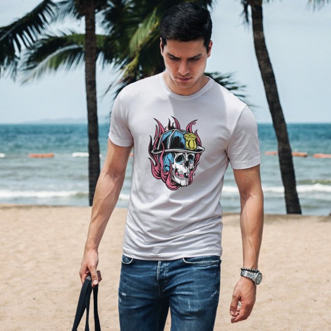 Fireman Skull Illustration T Shirt (Skapare uppladdad)