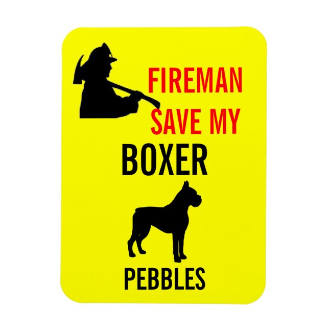 Fireman Spara My Boxer Hund Fire Safety Magnet (Vertikal)