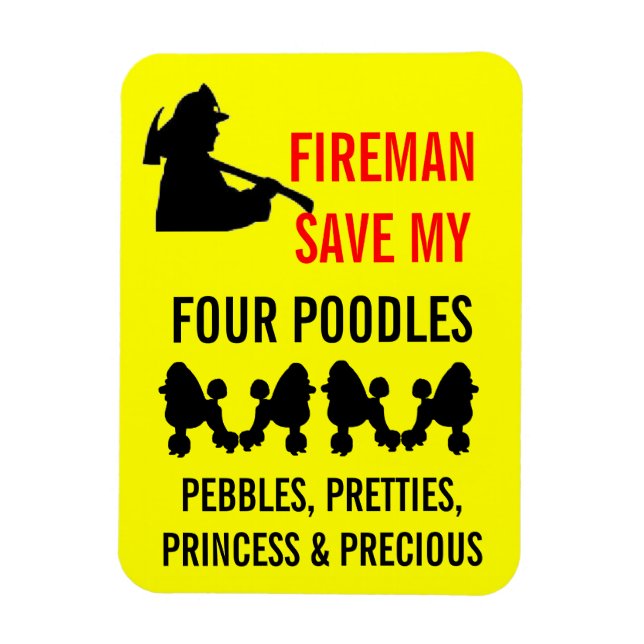 Fireman Spara My Four Pudel Safety Magnet (Vertikal)