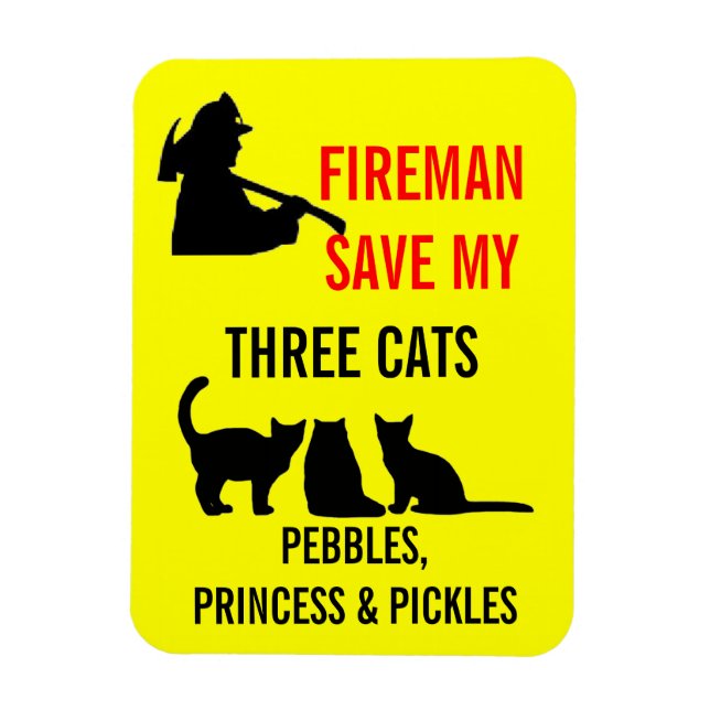 Fireman Spara My Three Cats Safety Magnet (Vertikal)