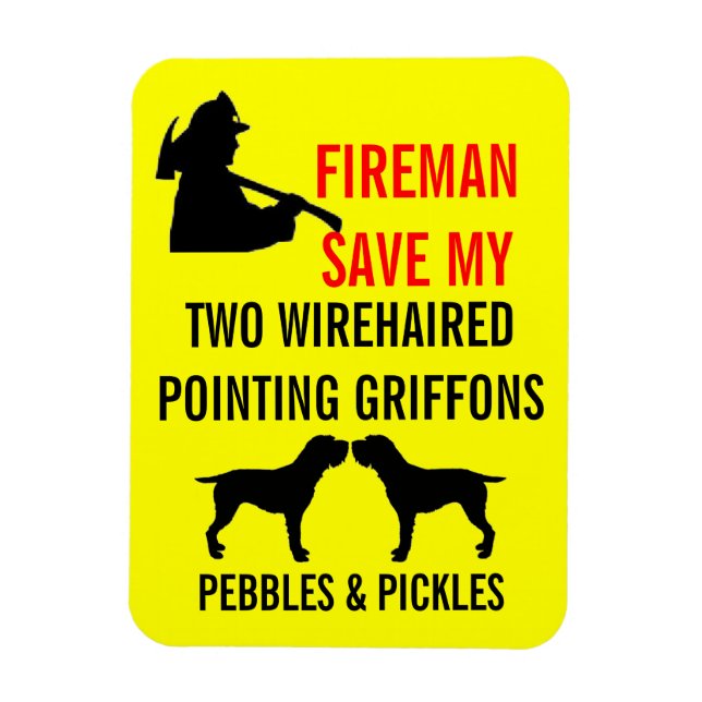 Fireman Spara Two Wirehsted Pointing Griffons Magnet (Vertikal)