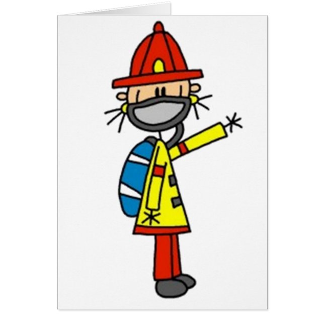 Fireman Stick figur Hälsningskort (Framsidan)