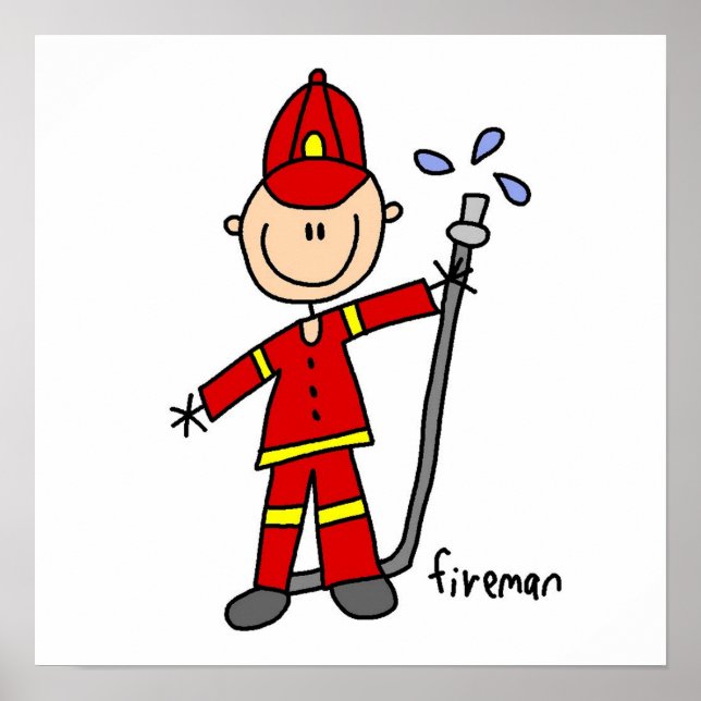 Fireman Stick figur Poster (Framsidan)