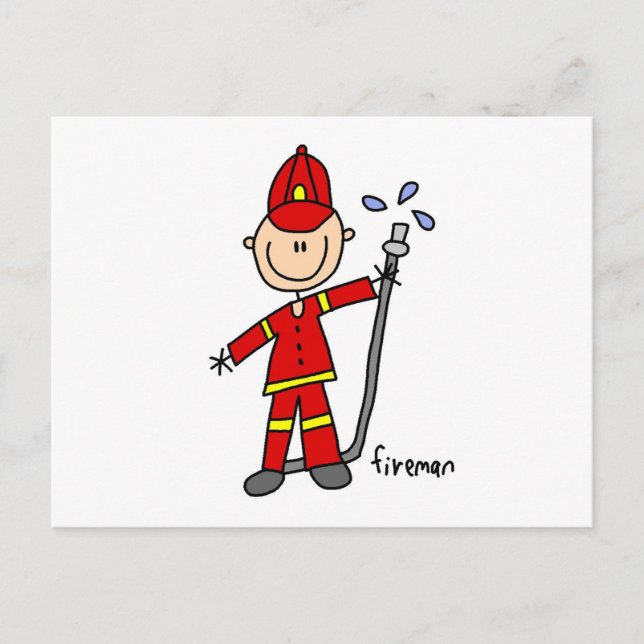 Fireman Stick figur Vykort (Framsida)