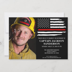 Fireman Thin Red Firefighter Photo Pension Inbjudningar