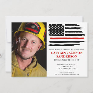 Fireman Thin Red Firefighter Photo Pension Inbjudningar
