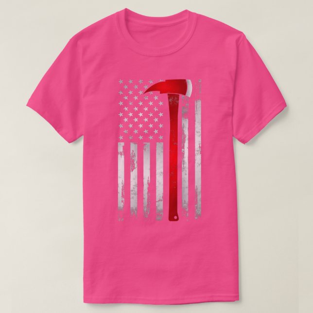 Fireman Thin Red Line American Flagga Ax-gåva till T Shirt (Design framsida)