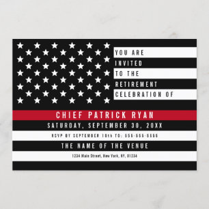 Fireman Thin Red Line American Flagga Pension Inbjudningar