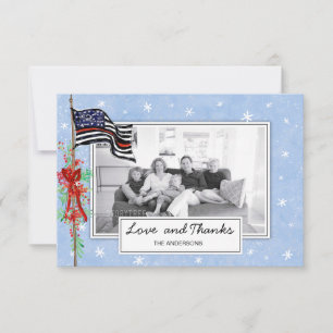 Fireman Thin Red Line Flagga Family Photo Helgdag Tack Kort