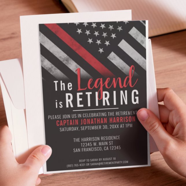 Fireman Thin Red Line Flagga Firefighter Pension Inbjudningar (Skapare uppladdad)