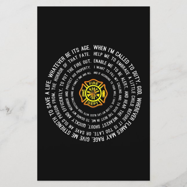 Firemans Prayer, Firefighter Motivational Brevpapper (Framsida)