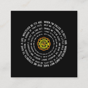 Firemans Prayer, Firefighter Motivational Fyrkantigt Visitkort
