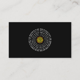 Firemans Prayer, Firefighter Motivational Visitkort