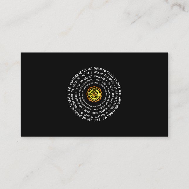 Firemans Prayer, Firefighter Motivational Visitkort (Framsida)