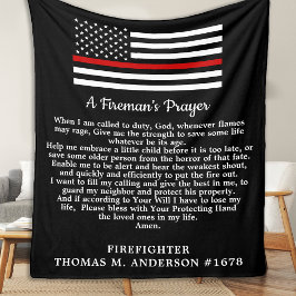 Firemans Prayer Thin Red Line Firefighter Fleecefilt