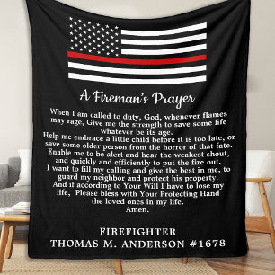 Firemans Prayer Thin Red Line Firefighter Fleecefilt