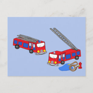 Firemans Red Fire Lastbilar Vykort