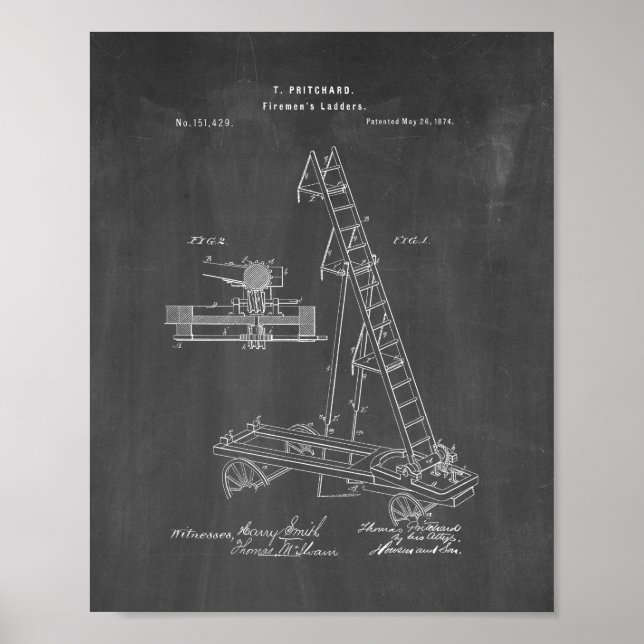 Firemen's Ladders Patent - Chalkboard Poster (Framsidan)