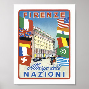 Firenze Albergo delle Nazioni w/o gräns Poster