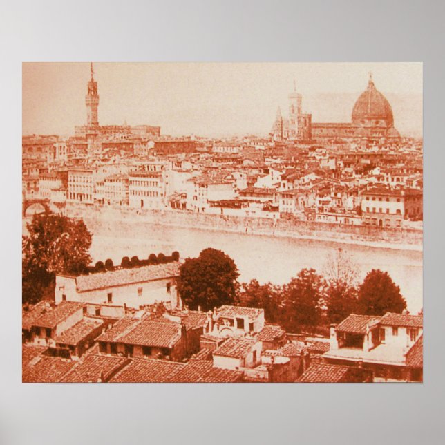 FIRENZE - ANTIK FLORENS PANORAMAVY 1859 POSTER (Framsidan)