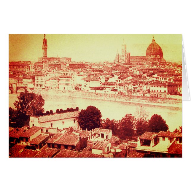 FIRENZE - ANTIQUE FLORENCE PANORAMIC VY 1859 HÄLSNINGSKORT (Framsidan Horizontal)