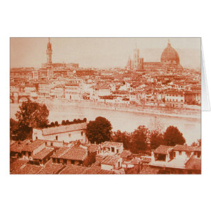 FIRENZE - ANTIQUE FLORENCE PANORAMIC VY 1859 HÄLSNINGSKORT