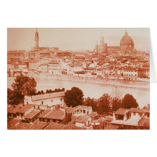 FIRENZE - ANTIQUE FLORENCE PANORAMIC VY 1859 HÄLSNINGSKORT (Framsidan Horizontal)