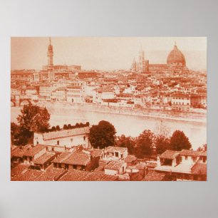FIRENZE - ANTIQUE FLORENCE PANORAMIC VY 1859 POSTER
