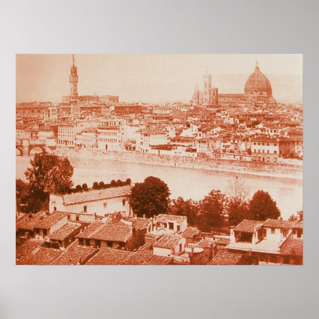 FIRENZE - ANTIQUE FLORENCE PANORAMIC VY 1859 POSTER (Framsidan)